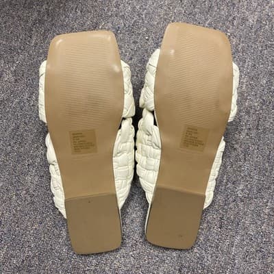 Steve Madden Marina Square Toe Sandals Womens 9.5 White Braided Strap Beachy - Thumbnail 3