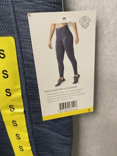 Mondetta Leggings Womens S High Waist Side Pockets Recycled Fabric Striped Gray - Thumbnail 4