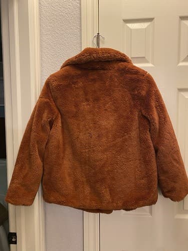 Ophelia Roe Faux Fur Jacket Coat Burnt Orange Fluffy Soft Womens Small - Thumbnail 6