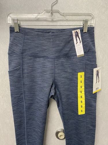 Mondetta Leggings Womens S High Waist Side Pockets Recycled Fabric Striped Gray - Thumbnail 2