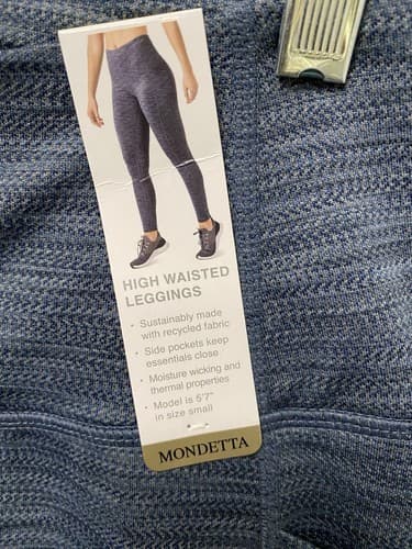 Mondetta Leggings Womens S High Waist Side Pockets Recycled Fabric Striped Gray - Thumbnail 5