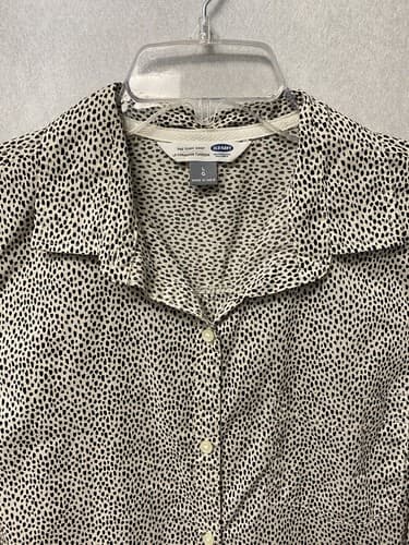Old Navy Women's Top Button Large Tunic Shirt Cheetah Leopard Collar Blouse NWT - Thumbnail 2