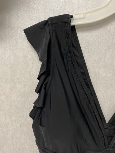 Cupshe Bathing Suit Plus Women 2X Black Ruffle Sleeve Mesh Panel One Piece Swim - Thumbnail 2