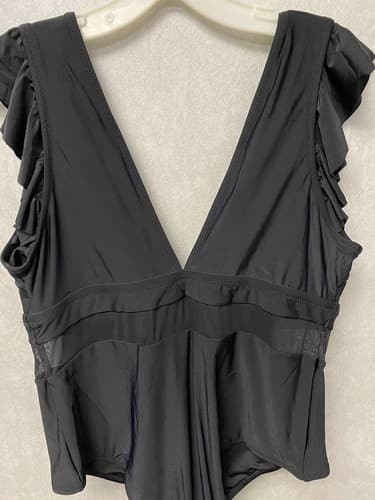 Cupshe Bathing Suit Plus Women 2X Black Ruffle Sleeve Mesh Panel One Piece Swim - Thumbnail 5