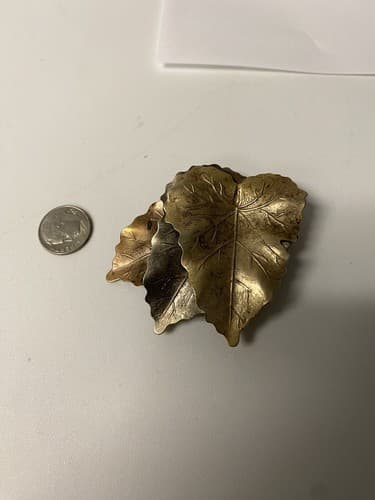 Leaf Pin 3" Large Brooch 3 Leaves Brass Copper Silver Fall Autumn T03 - Thumbnail 3