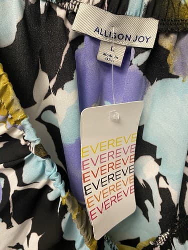 Evereve Allison Joy Floral Light Blue Off the Shoulder Blouse Size Large - Thumbnail 6