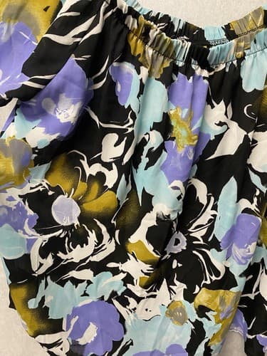 Evereve Allison Joy Floral Light Blue Off the Shoulder Blouse Size Large - Thumbnail 5