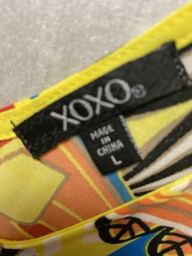 XOXO Dolman Orange And White Cold Shoulder Blouse Size Large - Thumbnail 7