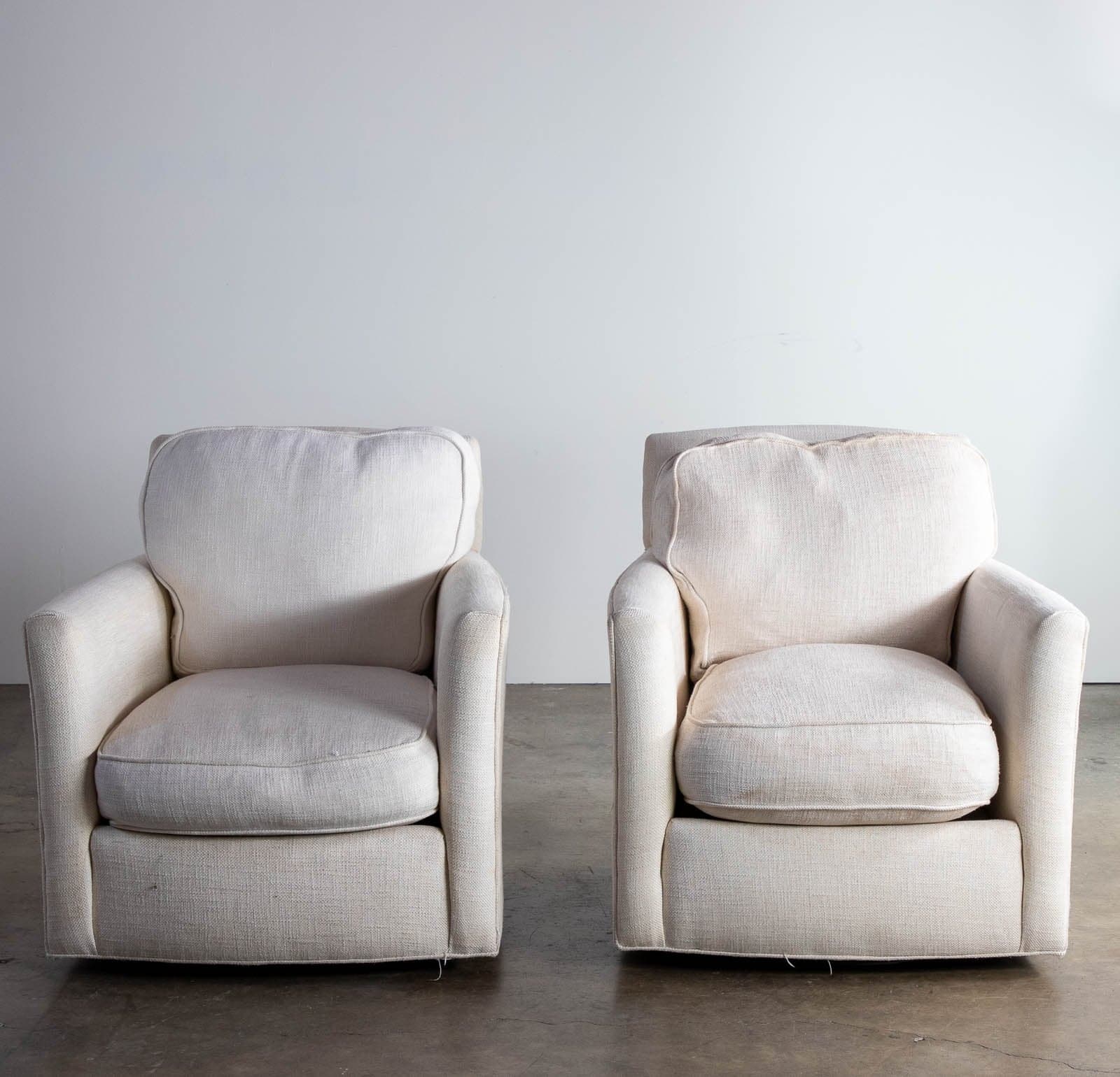 Crate & Barrel Upholstered Swivel Chairs (Set of 2) - Thumbnail 10