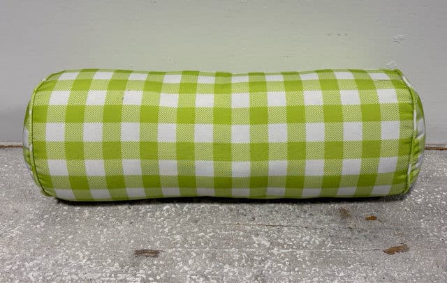 Lime Green and White Checked Outdoor Lumbar Pillow - Thumbnail 2
