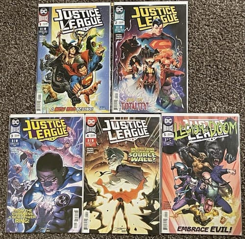 JUSTICE LEAGUE Vol. 4 #1 - 5 (2018 DC) New Justice Lot Of 5, 3 KEYS - Image 1