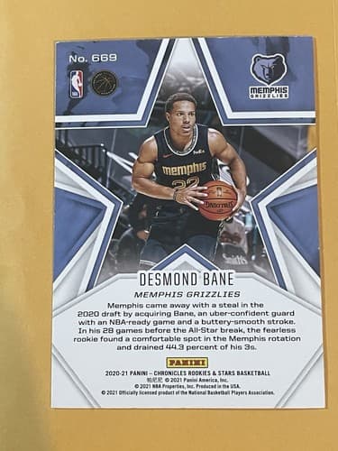 3x 2020-21 Panini Chronicles Rookies And Stars Desmond Bane - Thumbnail 7