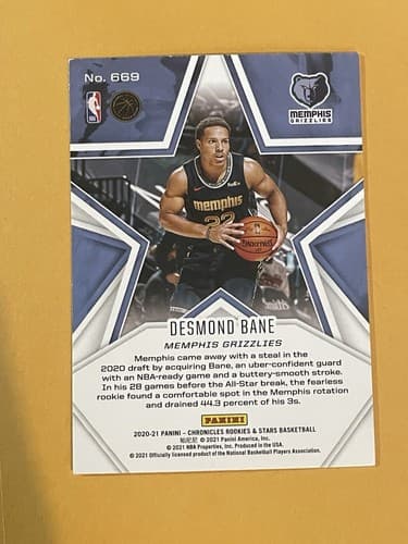 3x 2020-21 Panini Chronicles Rookies And Stars Desmond Bane - Thumbnail 5