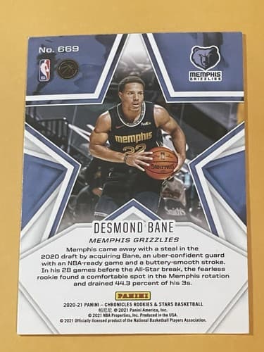 3x 2020-21 Panini Chronicles Rookies And Stars Desmond Bane - Thumbnail 3