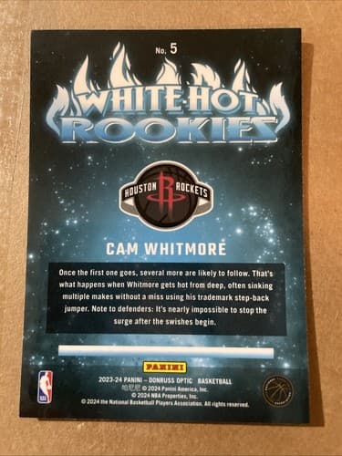 2023-24 Donruss Optic Cam Whitmore White Hot Rookies Rockets RC #5 - Thumbnail 2
