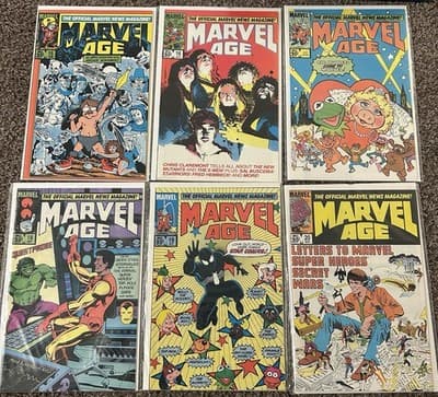 Marvel Age #15 - 20 (1984 Marvel) Lot Of 6 - 1 KEY - Black Spider-Man Suit - Image 1