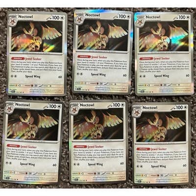 Noctowl Stellar Crown Pokemon #115/142 Holo Rare X6 - Image 1