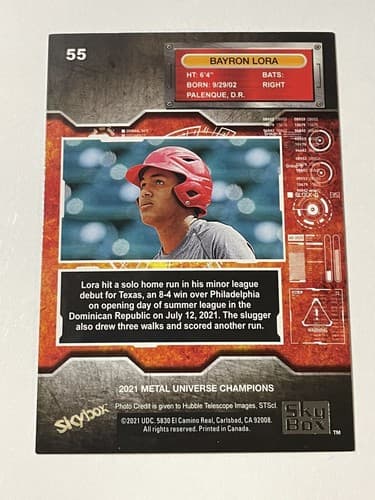 2021 Skybox Metal Universe Champions SPECTRUM Parallel #55 Bayron Lora RC - Thumbnail 2