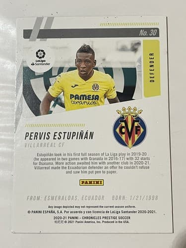 2020-21 Prestige La Liga Xtra Points Astro #30 Pervis Estupinan - Thumbnail 2