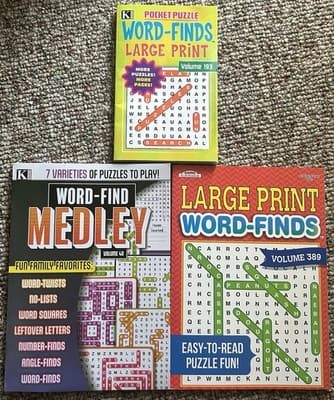 Lot Of 3 Word Find Puzzle Books Pocket Large, Medley, Large Print Kappa Books - Image 1