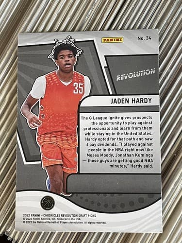 Jaden Hardy 2022 Chronicles Revolution Draft Picks #34 RC-Dallas Mavericks - Thumbnail 2