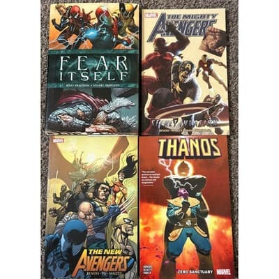 Lot of 4 Marvel Avengers & Thanos Hardcover & TPB (2009-19) - Image 1