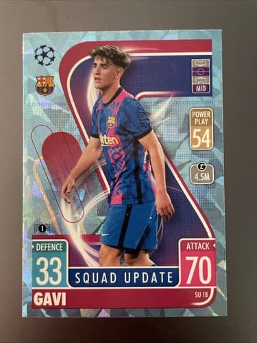 2021-22 Topps Match Attax UCL Extra Squad Update Crystal Gavi #SU18 Rookie RC - Image 1
