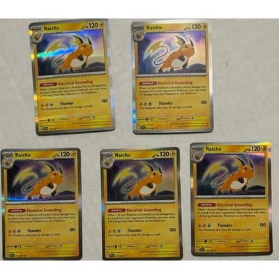 Raichu Paldean Fates Pokemon #019/091 Holo Rare Lot Of 5 - Image 1