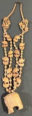 Vintage Hand-Carved Bone Piece Multi-Strand Elephants - Image 1