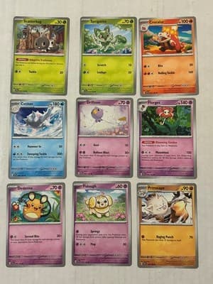 Pokemon TCG SV1 Lot 9 Cards Scatterbug Sprigatito Crocalor Cetitan Drifloon - Image 1