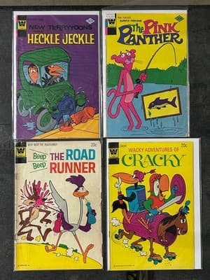 Whitman Comics Lot 4 Heckle Jeckle Pink Panther Road Runner Cracky Vintage - Image 1