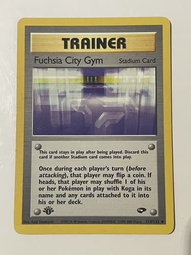 PokÃ©mon TCG Fuchsia City Gym Gym Challenge 114/132 Regular 1st Edition Uncommon - Image 1