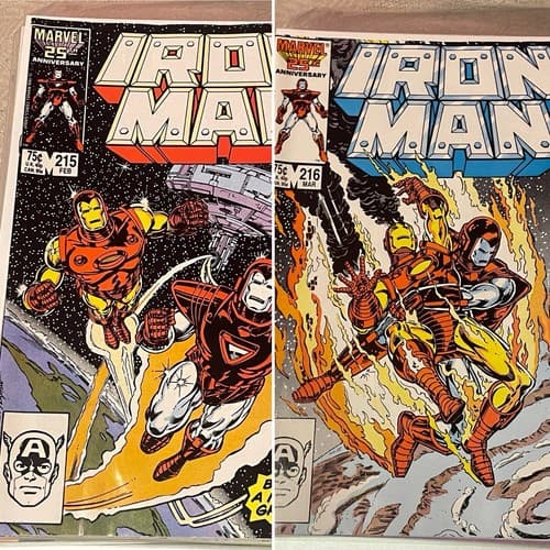 Lot of 2 Iron Man #215 & 216 (1987 Marvel) Jim Rhodes - Image 1