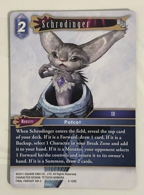 Final Fantasy TCG Schrodinger Potcat Monster Card 5-129C Final Fantasy XIII-2 - Image 1