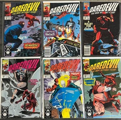 Marvel Daredevil Comic Lot 291-296 6 Comics 1991 The Man Without Fear Punisher - Image 1