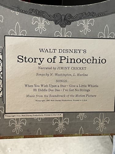 A Disneyland Record, Disney's Pinocchio, Complete Story, Music, Songs, And Book - Thumbnail 3