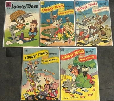 Dell Looney Tunes Comics Lot of 5 Merrie Melodies Vintage Bugs Bunny Porky Pig - Image 1