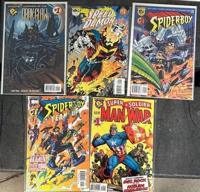 Amalgam Comics Lot 5 Single Issues #1 Dark Claw Speed Demon Spiderboy Man-War - Image 1