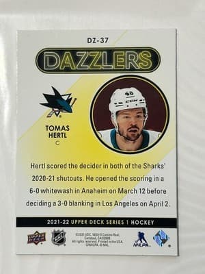 2021-22 Upper Deck Series 1 - Dazzlers Tomas Hertl #DZ-37 Green - Thumbnail 2