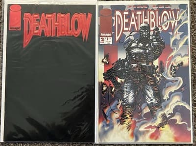 Deathblow #1 Red Foil & 2 Back-Up Cover Cybernary (1993 Image Comics) Pin-Up. - Image 1