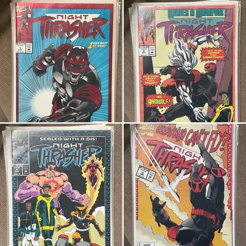 Night Thrasher #1, 3, 4, 5 (1993 Marvel) Crimson Embossed Graphix Foil Lot Of 4 - Image 1
