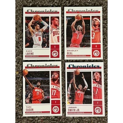 2022-23 Panini Chronicles Basketball Cards #5, 14, 41, 50 Green Lot of 4 - Image 1