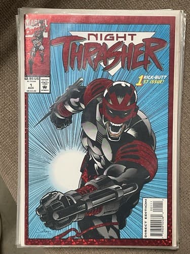 Night Thrasher #1, 3, 4, 5 (1993 Marvel) Crimson Embossed Graphix Foil Lot Of 4 - Thumbnail 2
