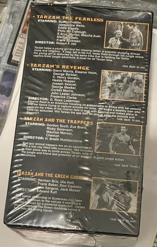 Tarzan Collectors Choice 4 Videos VHS Factory Sealed Vintage B&W - Thumbnail 4