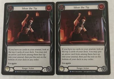 Silver the Tip Pitch Blue Arcane Rising Flesh and Blood ARC053 Unlimited Rare - Image 1