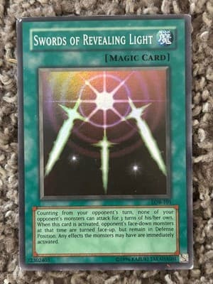YuGiOh Swords of Revealing Light LOB-101 Spell Card Konami 1996 Worn Edges Play - Image 1