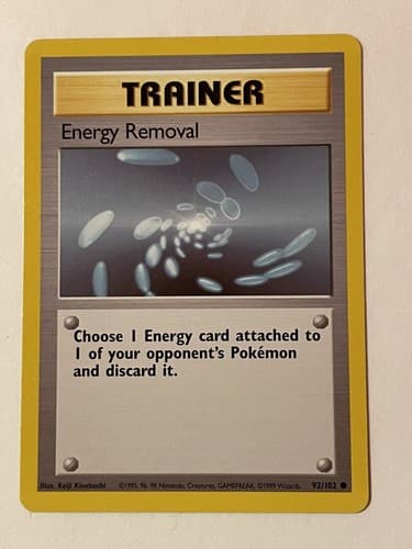 PokÃ©mon TCG Energy Removal Base Set 92/102 Regular Unlimited Common - Image 1