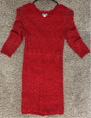 Girls Cat & Jack Red Knit Casual Dress L (10/12) - Image 1
