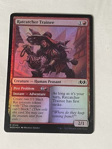 MTG Ratcatcher Trainee FOIL - Wilds of Eldraine (WOE) #144 - Image 1