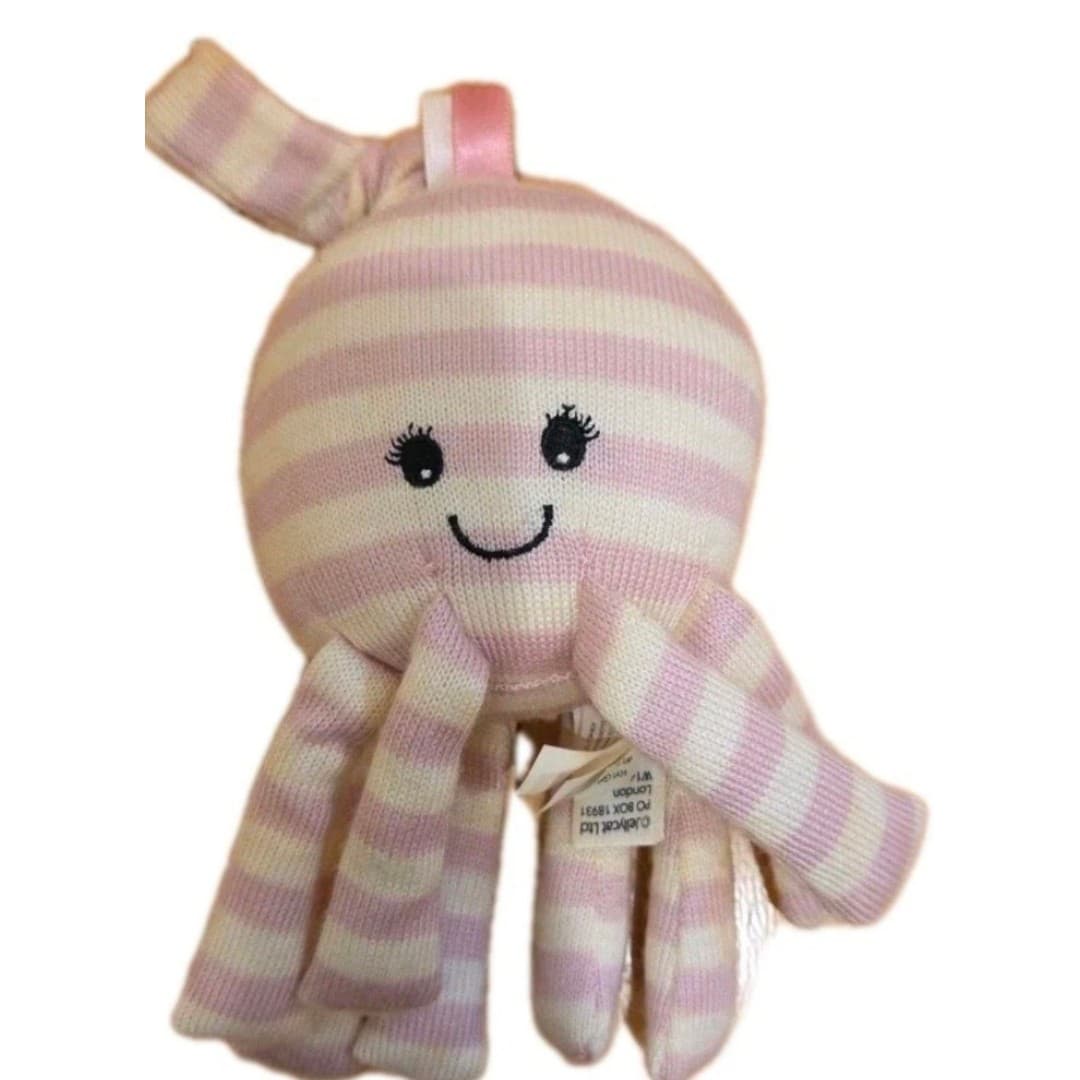 Little JELLYCAT Octavia Octopus Jitter Pink White Wiggles and Jiggles Pull Cord - Thumbnail 4